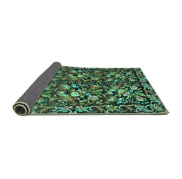 Sideview of Medallion Turquoise French Rug, tr756turq