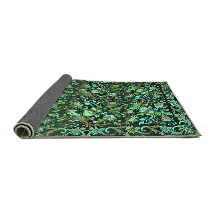 Sideview of Medallion Turquoise French Rug, tr756turq