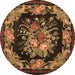 Round Medallion Brown French Rug, tr757brn