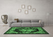 Machine Washable Medallion Emerald Green French Area Rugs in a Living Room,, wshtr757emgrn