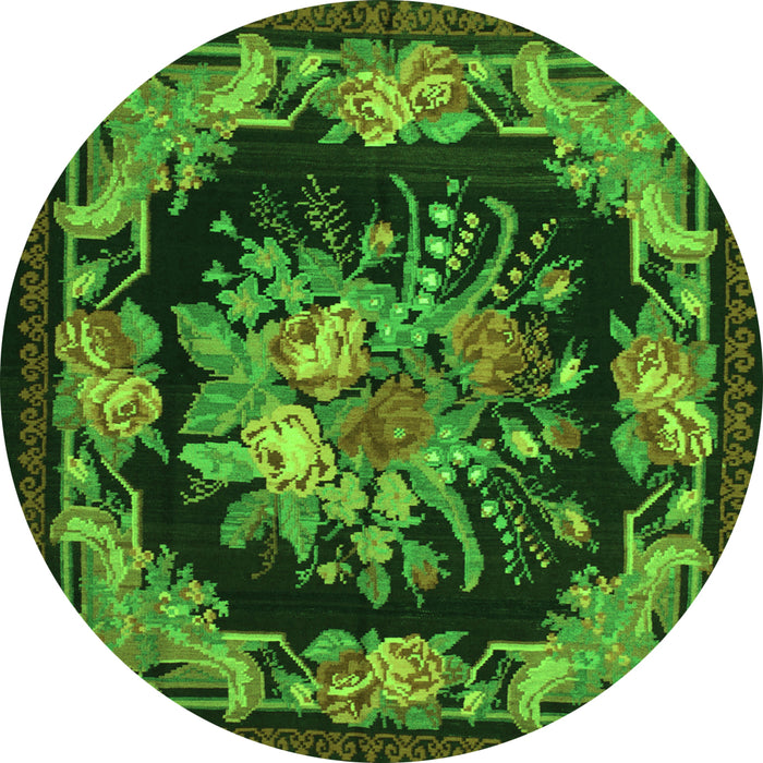 Machine Washable Medallion Green French Area Rugs, wshtr757grn