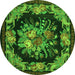 Machine Washable Medallion Green French Area Rugs, wshtr757grn