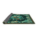 Sideview of Medallion Turquoise French Rug, tr757turq