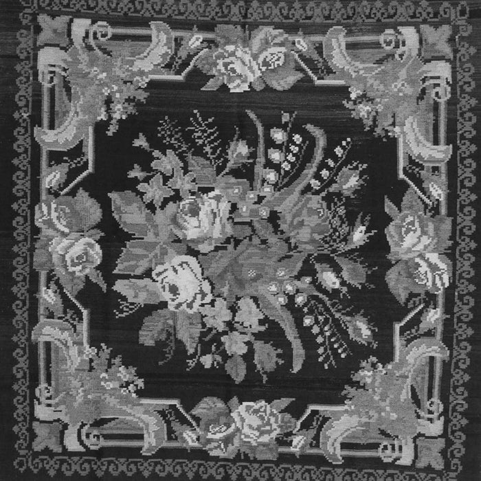 Round Machine Washable Medallion Gray French Rug, wshtr757gry