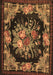 Machine Washable Medallion Brown French Rug, wshtr757brn