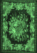 Machine Washable Medallion Emerald Green French Area Rugs, wshtr757emgrn