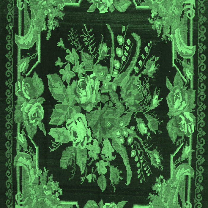 Machine Washable Medallion Emerald Green French Area Rugs, wshtr757emgrn