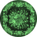 Round Medallion Emerald Green French Rug, tr757emgrn