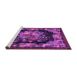 Sideview of Machine Washable Medallion Purple French Area Rugs, wshtr757pur