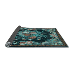Sideview of Medallion Light Blue French Rug, tr757lblu