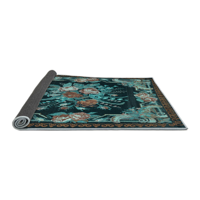 Sideview of Medallion Light Blue French Rug, tr757lblu