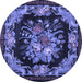 Round Medallion Blue French Rug, tr757blu