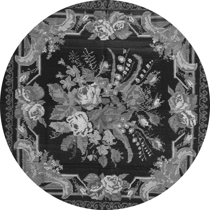 Machine Washable Medallion Gray French Rug, wshtr757gry