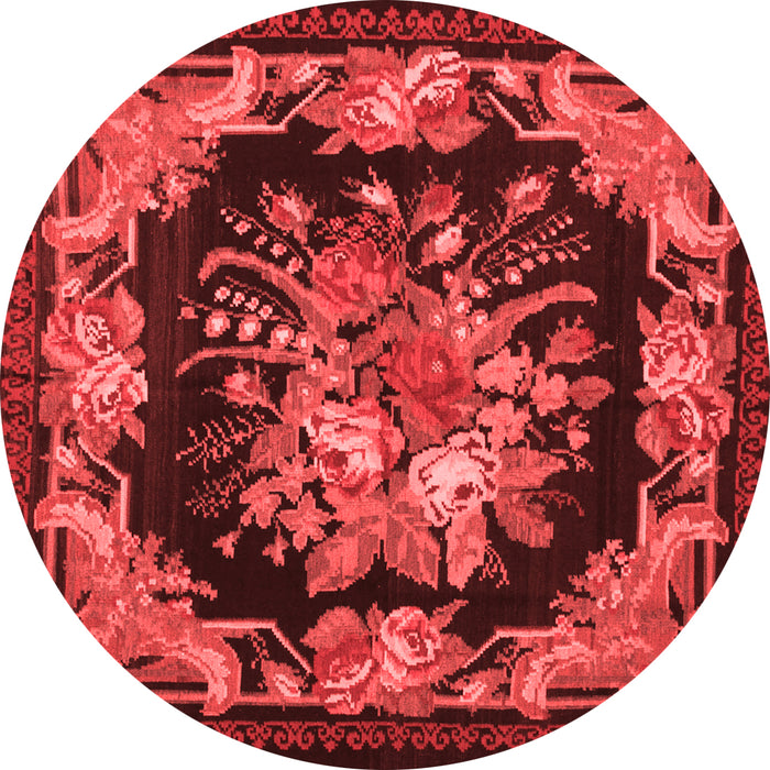 Machine Washable Medallion Red French Rug, wshtr757red