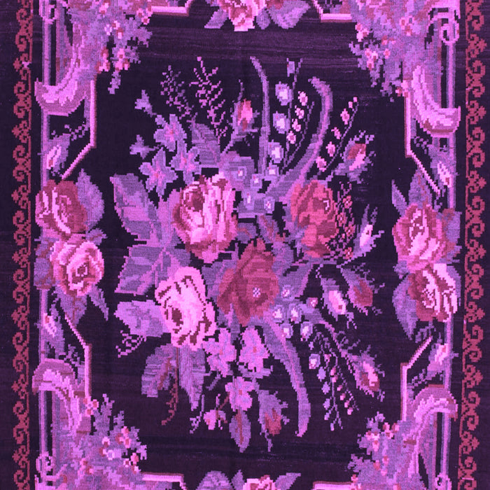 Machine Washable Medallion Purple French Area Rugs, wshtr757pur