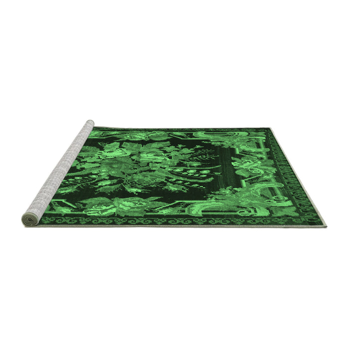 Sideview of Machine Washable Medallion Emerald Green French Area Rugs, wshtr757emgrn