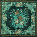 Square Medallion Turquoise French Rug, tr757turq