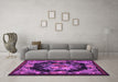 Machine Washable Medallion Purple French Area Rugs in a Living Room, wshtr757pur