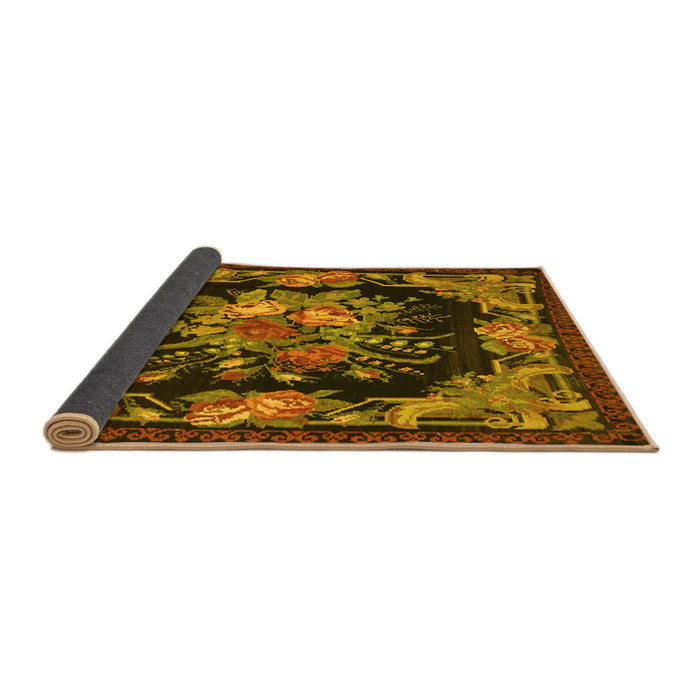 Sideview of Medallion Yellow French Rug, tr757yw
