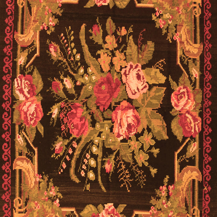 Serging Thickness of Machine Washable Medallion Orange French Area Rugs, wshtr757org