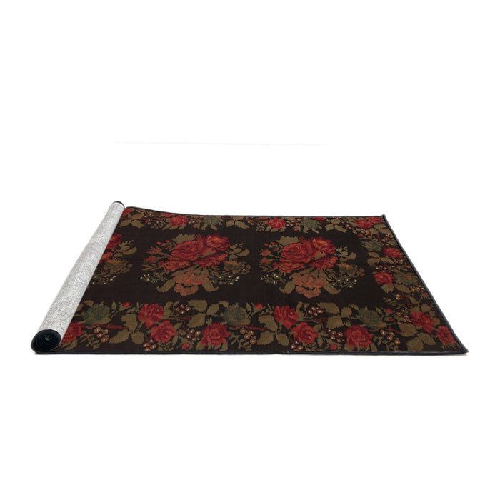 Sideview of Machine Washable Traditional Night Red Rug, wshtr758