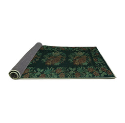 Sideview of Medallion Turquoise French Rug, tr758turq