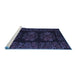 Sideview of Machine Washable Medallion Blue French Rug, wshtr758blu