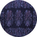 Round Medallion Blue French Rug, tr758blu