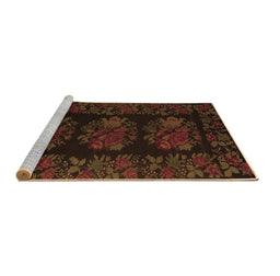 Sideview of Machine Washable Medallion Brown French Rug, wshtr758brn