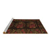 Sideview of Machine Washable Medallion Brown French Rug, wshtr758brn