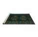 Sideview of Machine Washable Medallion Turquoise French Area Rugs, wshtr758turq