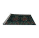 Sideview of Machine Washable Medallion Light Blue French Rug, wshtr758lblu