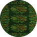 Machine Washable Medallion Green French Area Rugs, wshtr758grn