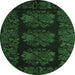 Round Medallion Emerald Green French Rug, tr758emgrn