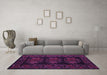 Machine Washable Medallion Purple French Area Rugs in a Living Room, wshtr758pur