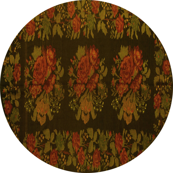 Round Medallion Yellow French Rug, tr758yw