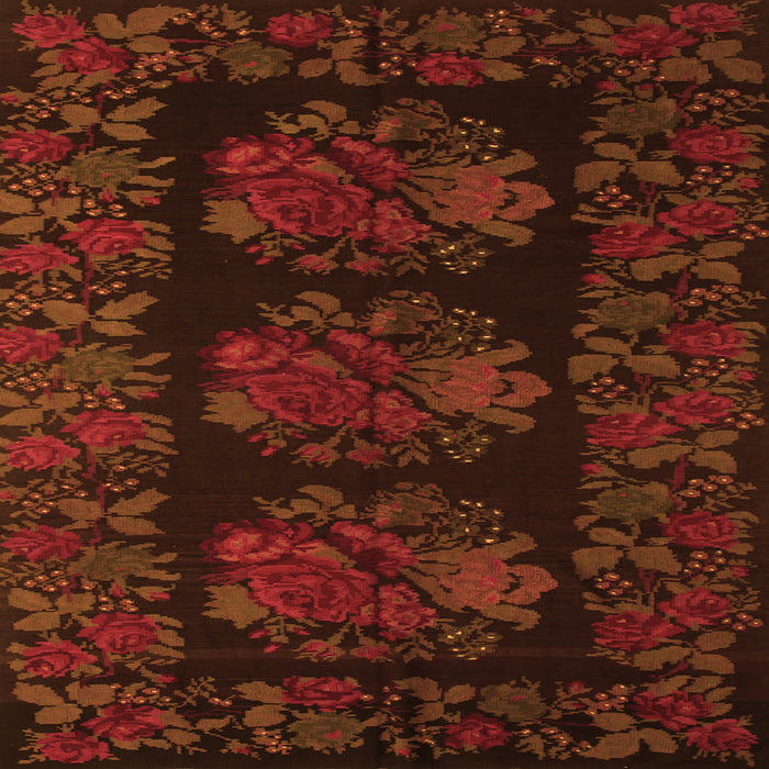 Serging Thickness of Medallion Orange French Rug, tr758org