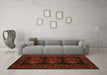 Machine Washable Medallion Orange French Area Rugs in a Living Room, wshtr758org