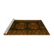 Sideview of Machine Washable Medallion Yellow French Rug, wshtr758yw