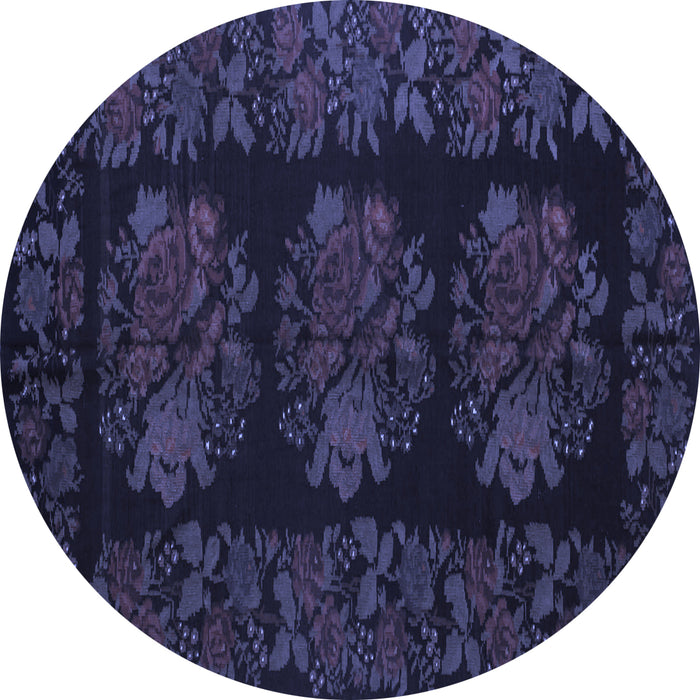 Round Machine Washable Medallion Blue French Rug, wshtr758blu