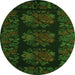 Square Medallion Green French Rug, tr758grn