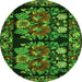 Square Medallion Green French Rug, tr759grn