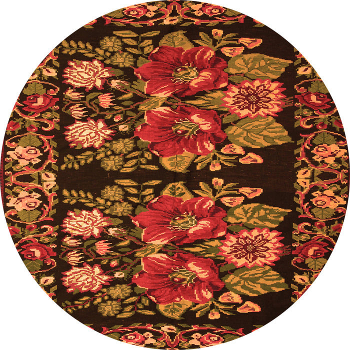 Machine Washable Medallion Orange French Area Rugs, wshtr759org