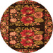 Machine Washable Medallion Orange French Area Rugs, wshtr759org