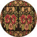 Round Medallion Brown French Rug, tr759brn