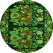 Machine Washable Medallion Green French Area Rugs, wshtr759grn
