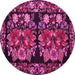 Round Medallion Pink French Rug, tr759pnk