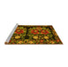 Sideview of Machine Washable Medallion Yellow French Rug, wshtr759yw