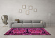 Machine Washable Medallion Pink French Rug in a Living Room, wshtr759pnk