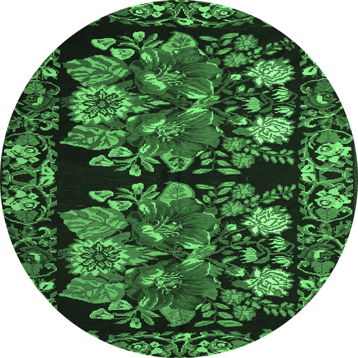 Round Medallion Emerald Green French Rug, tr759emgrn